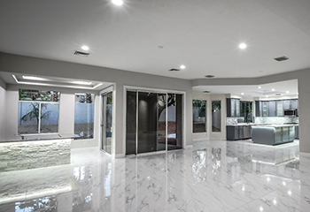 Premium white marble flooring with elegant hallway renovation in South Gate residence